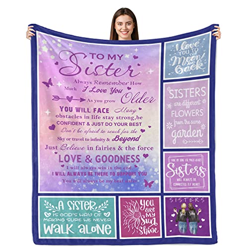 Ebmdsia Sister Gifts Blanket, Sister Birthday Gifts from Sister, Sister Gift from Sister, Gifts for Sister Throw Blankets 50"x60"