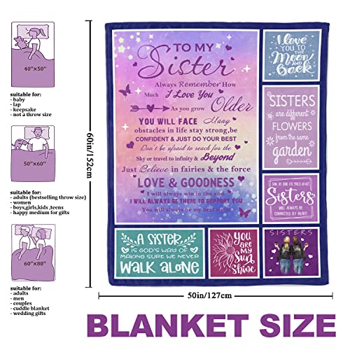 Ebmdsia Sister Gifts Blanket, Sister Birthday Gifts from Sister, Sister Gift from Sister, Gifts for Sister Throw Blankets 50"x60"