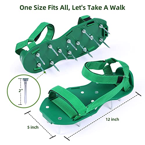 Ohuhu Lawn Aerator Shoes for Grass: Free-Installation Aeration Shoes with Stainless Steel Shovel, Heavy Duty Spike Aerating Sandals Lawn Equipment Tool with Hook & Loop Straps for Yard Patio Garden
