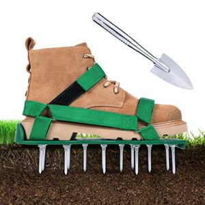 ohuhu lawn aerator shoes for grass: free-installation aeration shoes with stainless steel shovel, heavy duty spike aerating sandals lawn equipment tool with hook & loop straps for yard patio garden