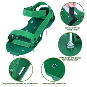 Ohuhu Lawn Aerator Shoes for Grass: Free-Installation Aeration Shoes with Stainless Steel Shovel, Heavy Duty Spike Aerating Sandals Lawn Equipment Tool with Hook & Loop Straps for Yard Patio Garden