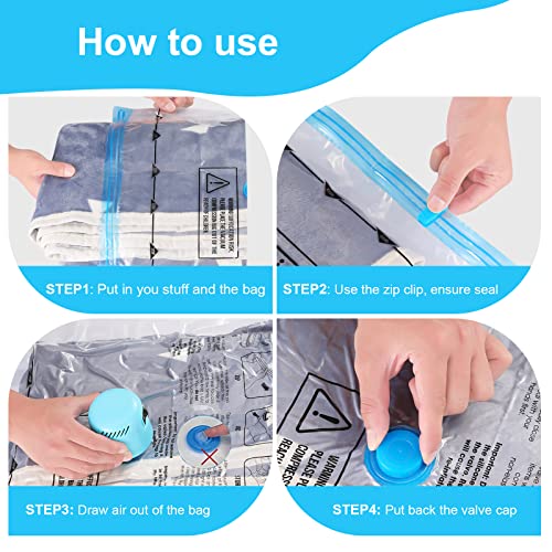 SUPFOO 12 Pack Space Saver Vacuum Storage Bags with Electric Pump (4 Jumbo/4 Large/4 Medium) Double Zip Seal,Vacuum Seal Bags Fit Clothes,Comforters,Blankets,Mattress,Duvets,Pillows,Travel