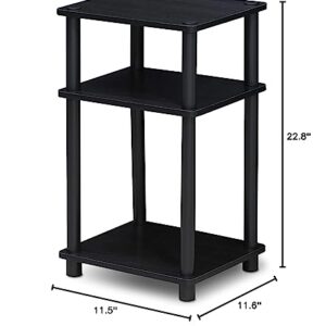 Furinno Just 3-Tier Turn-N-Tube End Table, 1-Pack, Americano/Black & (99557EX/BK) Turn-N-Tube 4-Tier Multipurpose Shelf Display Rack - Espresso/Black