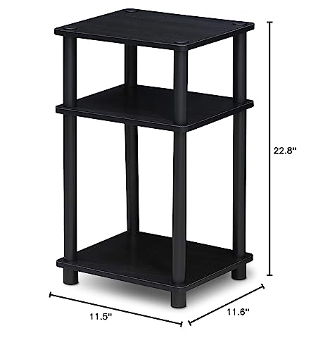 Furinno Just 3-Tier Turn-N-Tube End Table, 1-Pack, Americano/Black & (99557EX/BK) Turn-N-Tube 4-Tier Multipurpose Shelf Display Rack - Espresso/Black