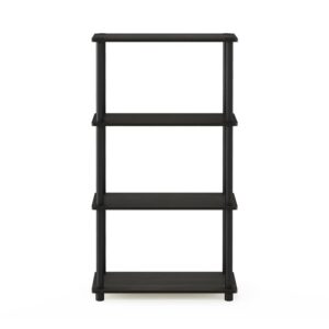 Furinno Just 3-Tier Turn-N-Tube End Table, 1-Pack, Americano/Black & (99557EX/BK) Turn-N-Tube 4-Tier Multipurpose Shelf Display Rack - Espresso/Black