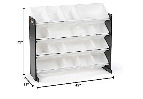 Humble Crew, Black with White Extra-Large Supersized Storage Organizer, Plastic Bins & Espresso/White Kids Book Rack Storage Bookshelf, 4 Tiers