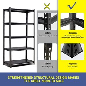 LUCYPAL 5-Tier Adjustable Metal Storage Shelves,Heavy Duty Garage Shelving Utility Rack for Garage,Warehouse,Pantry,Kitchen,35.4”W x 15.7”D x 72”H,Black