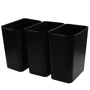 teyyvn 3-pack 4.5 gallon plastic trash can, black small garbage can for bathroom, kitchen, office, bedroom