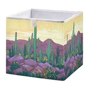 kigai cartoon cactus cube storage bins - 11x11x11 in large foldable cubes organizer storage basket for home office, nursery, shelf, closet