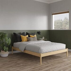 dhp lorriana 14" solid pine wood platform bed frame, queen size, natural