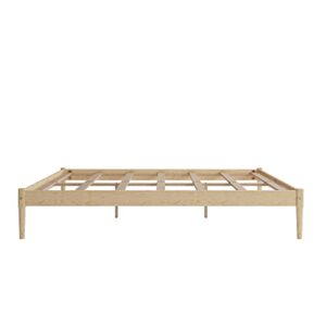 DHP Lorriana 14" Solid Pine Wood Platform Bed Frame, Queen Size, Natural