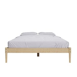 DHP Lorriana 14" Solid Pine Wood Platform Bed Frame, Queen Size, Natural