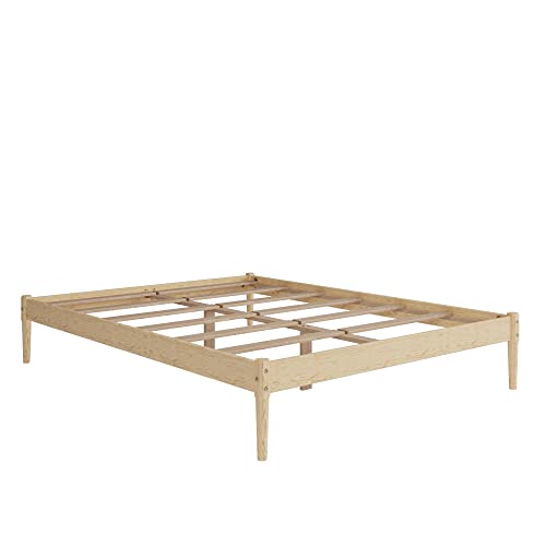 DHP Lorriana 14" Solid Pine Wood Platform Bed Frame, Queen Size, Natural