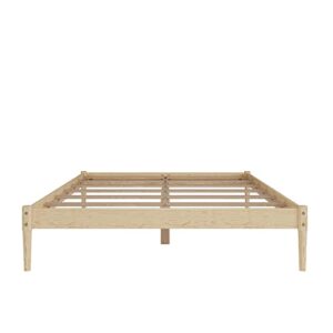 DHP Lorriana 14" Solid Pine Wood Platform Bed Frame, Queen Size, Natural