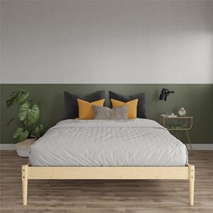 DHP Lorriana 14" Solid Pine Wood Platform Bed Frame, Queen Size, Natural