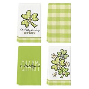artoid mode buffalo plaid shamrock st. patrick's day kitchen towels dish towels, 18x26 inch holiday lucky charm decoration hand towels set of 4