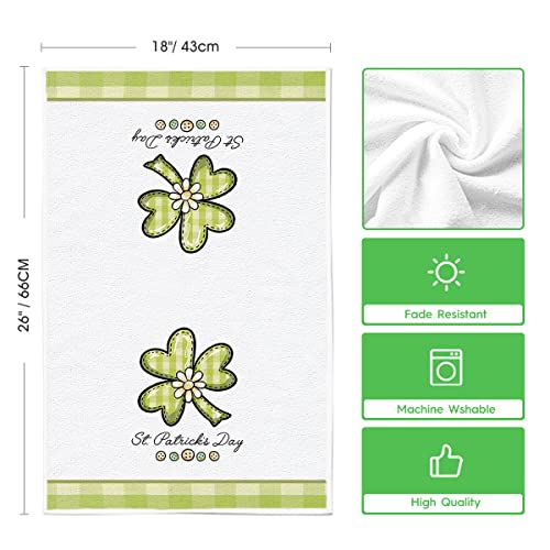 Artoid Mode Buffalo Plaid Shamrock St. Patrick's Day Kitchen Towels Dish Towels, 18x26 Inch Holiday Lucky Charm Decoration Hand Towels Set of 4