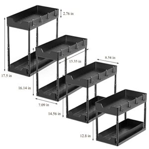 Under Sink Organizer, HYSEYY Sliding Out Under Cabinet Organizer, 2-Tier Under Sink Organizers and Storage, Height-adjustable Under Sink Storage