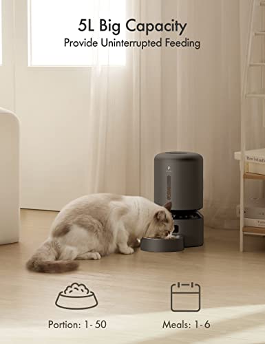 PETLIBRO Automatic Cat Feeder, Pet Dry Food Dispenser Triple Preservation with Stainless Steel Bowl & Twist Lock Lid, Up to 50 Portions 6 Meals Per Day, Granary for Dogs & Cats