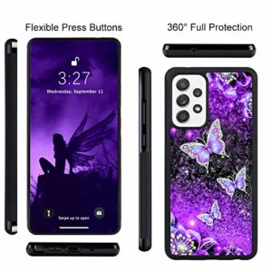 OOK Designs for Samsung Galaxy a53 Case Glitter Purple Butterfly Nebula Space Design Hard PC+Soft TPU Bumper Anti-Slip Ultra Thin Cover Protective Shockproof Case for Galaxy a53