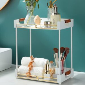 2-tier countertop organizer for bathroom counter, standing bathroom organizer storage shelf, decor vanity tray