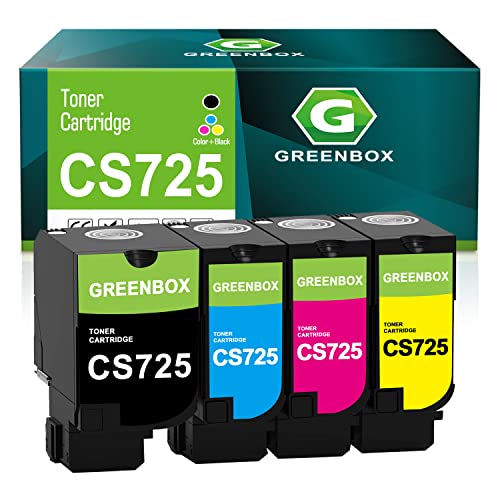 GREENBOX Compatible CS725 High Yield Toner Cartridge Replacement for Lexmark CS725 74C10K0 74C10C0 74C10Y0 74C10M0 for CS720 CS720de CS720dte CS725 CS725de CS725dte CX725 CX725de CX725dte Printer