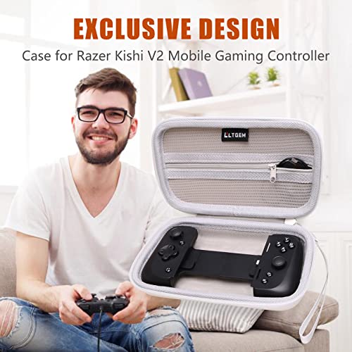 LTGEM EVA Hard Case for Razer Kishi V2 Mobile Gaming Controller - Travel Protective Carrying Storage Bag (White)