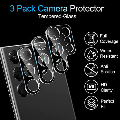 WRJ [3-Packs] Camera Lens Protector for Samsung Galaxy S23 Ultra 5G, Ultra Clear Anti-scratch 9H Hardness Tempered Glass