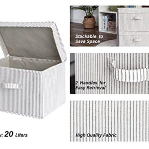 StorageWorks 45L Extra Large Fabric Storage Bins with Fabric Handles 2 pack, Decorative Storage Boxes, Storage Basket With Lid And Handles 2 pack