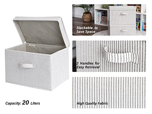 StorageWorks 45L Extra Large Fabric Storage Bins with Fabric Handles 2 pack, Decorative Storage Boxes, Storage Basket With Lid And Handles 2 pack