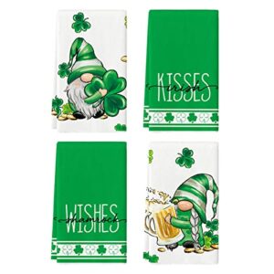 artoid mode kisses wishes gnomes beer shamrock st. patrick's day kitchen towels dish towels, 18x26 inch seasonal decoration hand towels set of 4
