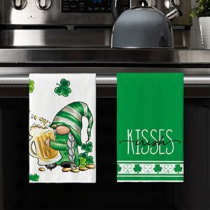 Artoid Mode Kisses Wishes Gnomes Beer Shamrock St. Patrick's Day Kitchen Towels Dish Towels, 18x26 Inch Seasonal Decoration Hand Towels Set of 4