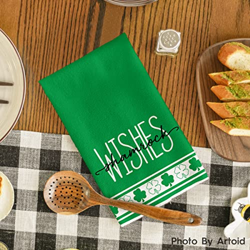 Artoid Mode Kisses Wishes Gnomes Beer Shamrock St. Patrick's Day Kitchen Towels Dish Towels, 18x26 Inch Seasonal Decoration Hand Towels Set of 4