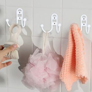 Zerodeko 6pcs Metal Wall Hooks Towel Hooks Coat Hook Robe Hook Vintage Hooks Coat Hook Door Hangers Clothes Cabinet Closet Sponges Wall Hook for Bathroom Bedroom Kitchen White