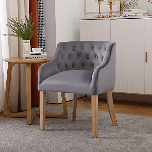 Home Office Desk Chair Set of 2, Faux Leather Modern Height Adjustable Task Chair with Armrest, Back and Wheels for Living Room Study Room and Bedroom, Light Grey Vanity Chair