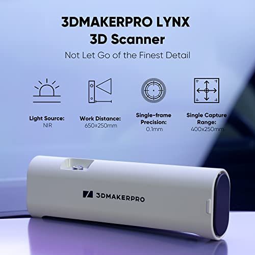 [2023 Upgrade] 3DMakerpro Lynx 3D Scanner Premium Kit, Up to 0.1MM Accuracy, Free 3D Scanning Softwarwe, Support Body Scan and Car Reconstruction