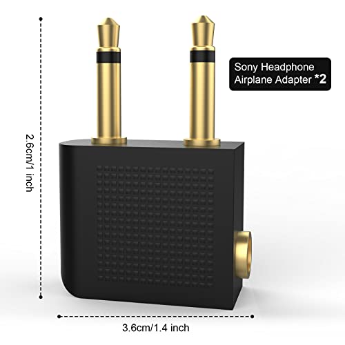 Asobilor Airplane Headphones Adapter Compatible with Sony WH-1000xm5 WH-1000xm4 WH-1000xm3 WH-ch510 WH-ch710n WH-xb910n Headphones, Dual 3.5mm Male to 3.5mm Female Airplane Adapter, 2 Pcs