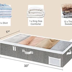 StorageWorks 45L Extra Large Fabric Storage Bins with Fabric Handles 2 pack, Underbed Storage Box, Underbed Clothes Storage Bin for Clothes, Blankets and Shoes 2 pack