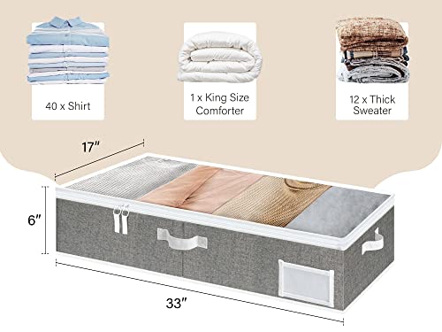 StorageWorks 45L Extra Large Fabric Storage Bins with Fabric Handles 2 pack, Underbed Storage Box, Underbed Clothes Storage Bin for Clothes, Blankets and Shoes 2 pack