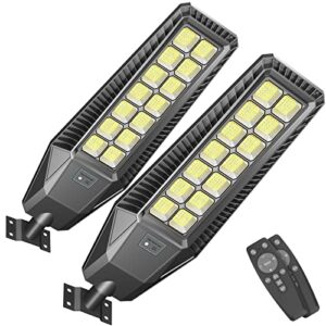 tenkoo 2 pack 1400w solar street light, light control&pir motion sensor, dusk to dawn security solar powered parking lot 80000 lumens for square,yard, garden,basketball court