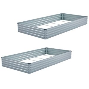 zizin Raised Garden Bed 8x4x1 ft | Bottomless Plant Boxs for Vegetables Flower Herb, Gray (2Pcs)