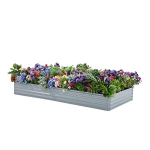 zizin Raised Garden Bed 8x4x1 ft | Bottomless Plant Boxs for Vegetables Flower Herb, Gray (2Pcs)