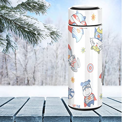 CaTaKu Hero Animals Fox Water Bottle Insulated 16 oz Stainless Steel Flask Thermos Bottle for Coffee Water Drink Reusable Wide Mouth Vacuum Travel Mug Cup
