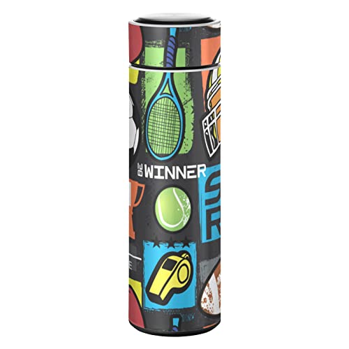 CaTaKu Sport Cool Cartoon Water Bottle Insulated 16 oz Stainless Steel Flask Thermos Bottle for Coffee Water Drink Reusable Wide Mouth Vacuum Travel Mug Cup