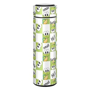 cataku funny turtle checkered water bottle insulated 16 oz stainless steel flask thermos bottle for coffee water drink reusable wide mouth vacuum travel mug cup