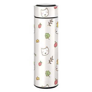 cataku strawberry animal duck water bottle insulated 16 oz stainless steel flask thermos bottle for coffee water drink reusable wide mouth vacuum travel mug cup
