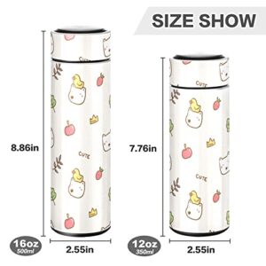 CaTaKu Strawberry Animal Duck Water Bottle Insulated 16 oz Stainless Steel Flask Thermos Bottle for Coffee Water Drink Reusable Wide Mouth Vacuum Travel Mug Cup