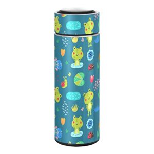 cataku small water bottle 12 oz, cute animal frog insulated water bottle for water coffee tea stainless steel flask thermos bottle reusable wide mouth vacuum travel mug