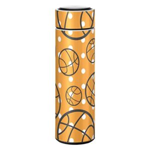 cataku basketball polka dots water bottle insulated 16 oz stainless steel flask thermos bottle for coffee water drink reusable wide mouth vacuum travel mug cup