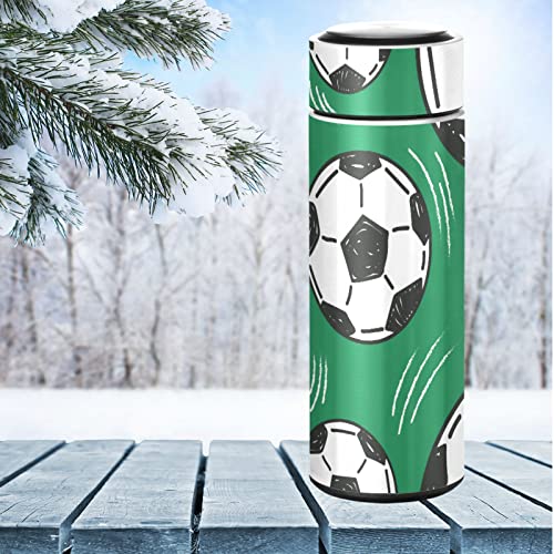 CaTaKu Green Footballs Water Bottle Insulated 16 oz Stainless Steel Flask Thermos Bottle for Coffee Water Drink Reusable Wide Mouth Vacuum Travel Mug Cup